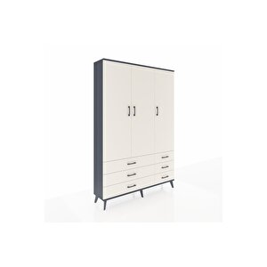 Arges Gardrop 5 Raflı 6 Çekmeceli Tek Askılı 132x30x195 Antrasit-aytaşı