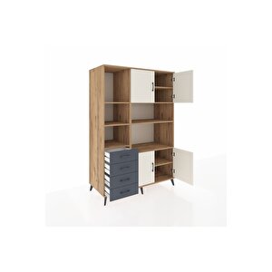 Kronos Dolap 8 Raflı 4 Çekmeceli 4 Kapaklı 132x59x195 Çam-aytaşı/antrasit