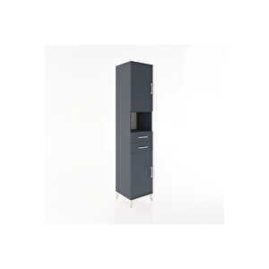 Hyperion Dolap 4 Raflı 2 Çekmeceli 2 Kapaklı 44x44x221 Antrasit-antrasit