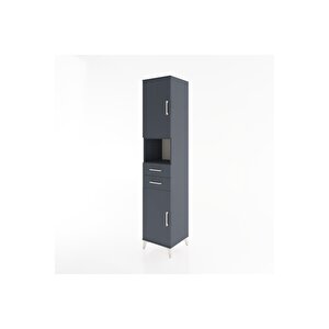 Hyperion Dolap 4 Raflı 2 Çekmeceli 2 Kapaklı 44x44x221 Antrasit-antrasit