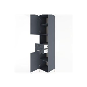 Hyperion Dolap 4 Raflı 2 Çekmeceli 2 Kapaklı 44x44x221 Antrasit-antrasit