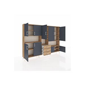 Arges Dolap 13 Raflı 3 Çekmeceli 9 Kapaklı 220x30x163 Çam-antrasit/çam