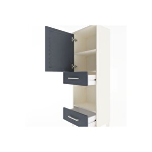 Arges Dolap 3 Raflı 2 Çekmeceli Tek Kapaklı 44x30x134 Aytaşı-antrasit