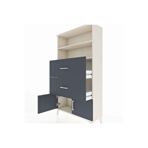 Arges Dolap 2 Raflı 2 Çekmeceli 2 Kapaklı 88x30x163 Aytaşı-antrasit