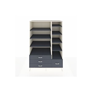 Kronos Dolap 9 Raflı 4 Çekmeceli  132x59x195 Aytaşı-antrasit/antrasit