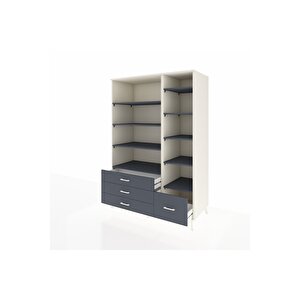 Kronos Dolap 9 Raflı 4 Çekmeceli  132x59x195 Aytaşı-antrasit/antrasit