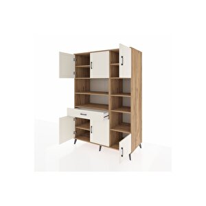 Kronos Dolap 10 Raflı Tek Çekmeceli 6 Kapaklı 132x59x195 Çam-aytaşı/aytaşı