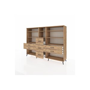 Hyperion Dolap 8 Raflı 7 Çekmeceli  220x44x163 Çam-çam