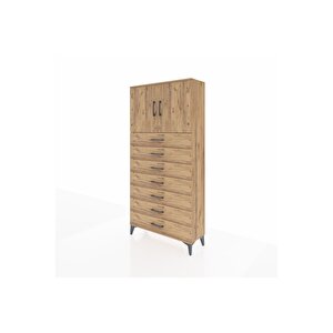 Arges Dolap 2 Raflı 7 Çekmeceli 2 Kapaklı 88x30x182 Çam-çam