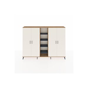 Arges Dolap 12 Raflı 4 Kapaklı 220x30x163 Çam-aytaşı/antrasit