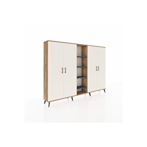 Arges Dolap 12 Raflı 4 Kapaklı 220x30x163 Çam-aytaşı/antrasit