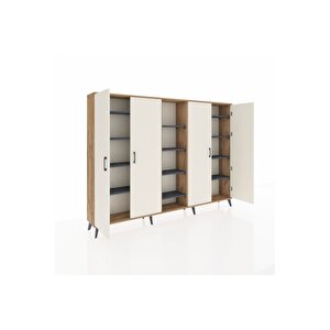 Arges Dolap 12 Raflı 4 Kapaklı 220x30x163 Çam-aytaşı/antrasit