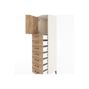 Hyperion Dolap Tek Raflı 7 Çekmeceli Tek Kapaklı 44x44x182 Aytaşı-çam