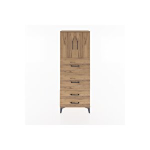 Arges Dolap 2 Raflı 4 Çekmeceli 2 Kapaklı 60x30x163 Çam-çam