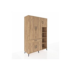 Hyperion Gardrop 10 Raflı Tek Çekmeceli 5 Kapaklı 132x44x195 Çam-çam