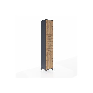 Hyperion Dolap 3 Raflı 5 Çekmeceli 2 Kapaklı 44x44x243 Antrasit-çam