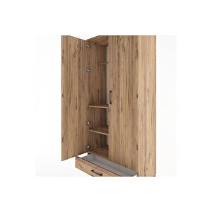 Hyperion Dolap 3 Raflı Tek Çekmeceli Tek Askılı 88x44x195 Çam-çam