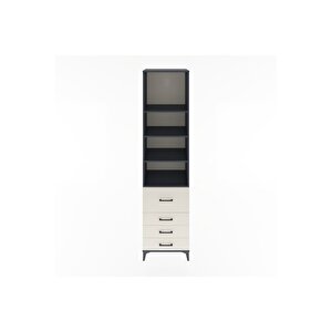 Hyperion Dolap 4 Raflı 4 Çekmeceli 60x44x243 Antrasit-aytaşı