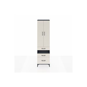 Arges Dolap 3 Raflı 3 Çekmeceli Tek Askılı 60x30x221 Antrasit-aytaşı