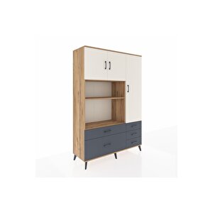 Hyperion Dolap 7 Raflı 5 Çekmeceli 3 Kapaklı 132x44x195 Çam-aytaşı/antrasit