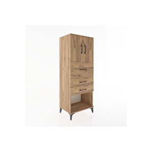 Hyperion Dolap 2 Raflı 3 Çekmeceli 2 Kapaklı 60x44x163 Çam-çam