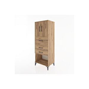 Hyperion Dolap 2 Raflı 3 Çekmeceli 2 Kapaklı 60x44x163 Çam-çam