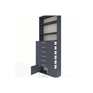 Arges Dolap 3 Raflı 6 Çekmeceli 2 Kapaklı 88x30x243 Antrasit-antrasit