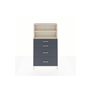 Arges Dolap 2 Raflı 4 Çekmeceli 88x30x163 Aytaşı-antrasit