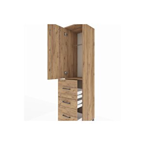 Hyperion Dolap Tek Raflı 3 Çekmeceli Tek Askılı 44x44x195 Çam-çam