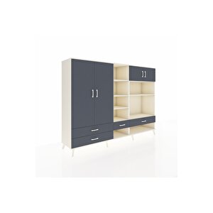 Hyperion Dolap 12 Raflı 4 Çekmeceli 4 Kapaklı 220x44x163 Aytaşı-antrasit