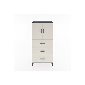 Hyperion Dolap 2 Raflı 3 Çekmeceli 2 Kapaklı 88x44x182 Antrasit-aytaşı