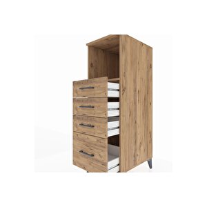 Kronos Dolap Tek Raflı 4 Çekmeceli 44x59x134 Çam-çam
