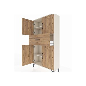 Arges Dolap 3 Raflı Tek Çekmeceli 4 Kapaklı 88x30x163 Aytaşı-çam