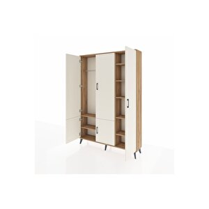 Arges Dolap 7 Raflı 5 Kapaklı Tek Askılı 132x30x195 Çam-aytaşı/çam