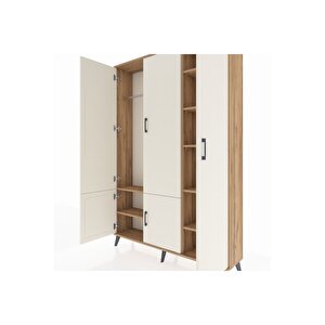 Arges Dolap 7 Raflı 5 Kapaklı Tek Askılı 132x30x195 Çam-aytaşı/çam