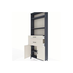 Arges Dolap 4 Raflı 2 Çekmeceli 2 Kapaklı 88x30x243 Antrasit-aytaşı