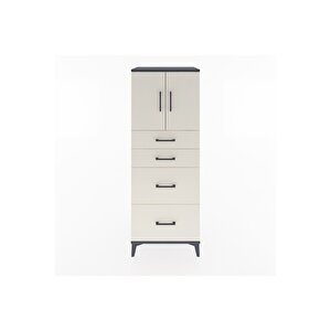 Hyperion Dolap 2 Raflı 4 Çekmeceli 2 Kapaklı 60x44x163 Antrasit-aytaşı