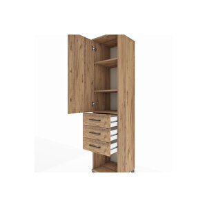 Hyperion Dolap 3 Raflı 3 Çekmeceli Tek Kapaklı 44x44x195 Çam-çam