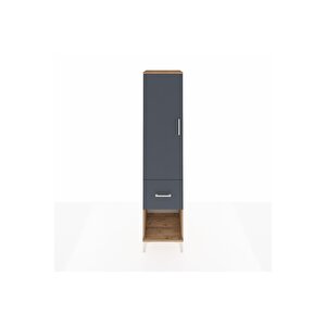 Hyperion Dolap 4 Raflı Tek Çekmeceli Tek Kapaklı 44x44x195 Çam-antrasit