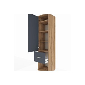 Hyperion Dolap 4 Raflı Tek Çekmeceli Tek Kapaklı 44x44x195 Çam-antrasit