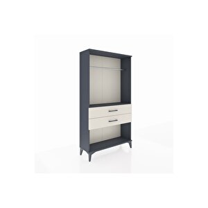 Arges Dolap Tek Raflı 2 Çekmeceli Tek Askılı 88x30x163 Antrasit-aytaşı