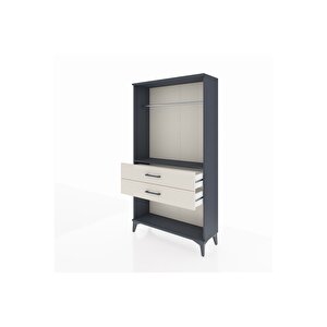 Arges Dolap Tek Raflı 2 Çekmeceli Tek Askılı 88x30x163 Antrasit-aytaşı