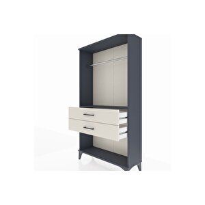 Arges Dolap Tek Raflı 2 Çekmeceli Tek Askılı 88x30x163 Antrasit-aytaşı