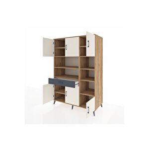 Kronos Dolap 10 Raflı Tek Çekmeceli 6 Kapaklı 132x59x195 Çam-aytaşı/antrasit