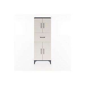 Arges Dolap 2 Raflı Tek Çekmeceli 4 Kapaklı 60x30x163 Antrasit-aytaşı
