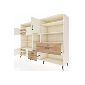 Hyperion Dolap 13 Raflı 3 Çekmeceli 5 Kapaklı 220x44x163 Aytaşı-aytaşı/çam