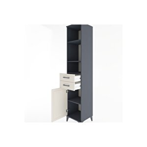 Hyperion Dolap 4 Raflı 2 Çekmeceli Tek Kapaklı 44x44x221 Antrasit-aytaşı