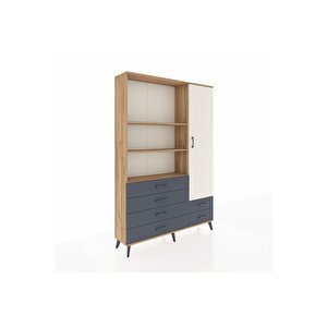 Arges Dolap 7 Raflı 6 Çekmeceli Tek Kapaklı  132x30x195 Çam-aytaşı/antrasit