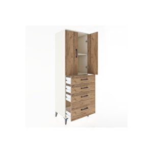 Hyperion Dolap 2 Raflı 4 Çekmeceli 2 Kapaklı 60x44x182 Aytaşı-çam