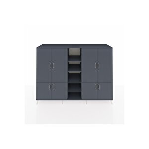 Kronos Dolap 14 Raflı 8 Kapaklı 220x59x163 Antrasit-antrasit